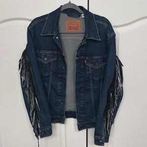 Levi's Dark Indigo Denim Jacket with Black & Silver Fringe